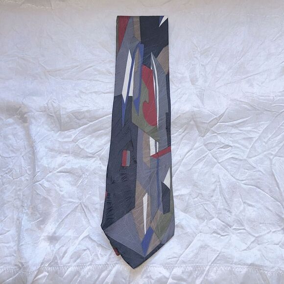 Vintage 80s/90s Zylos George Machado Abstract Patterned Silk Tie - Picture 2 of 6